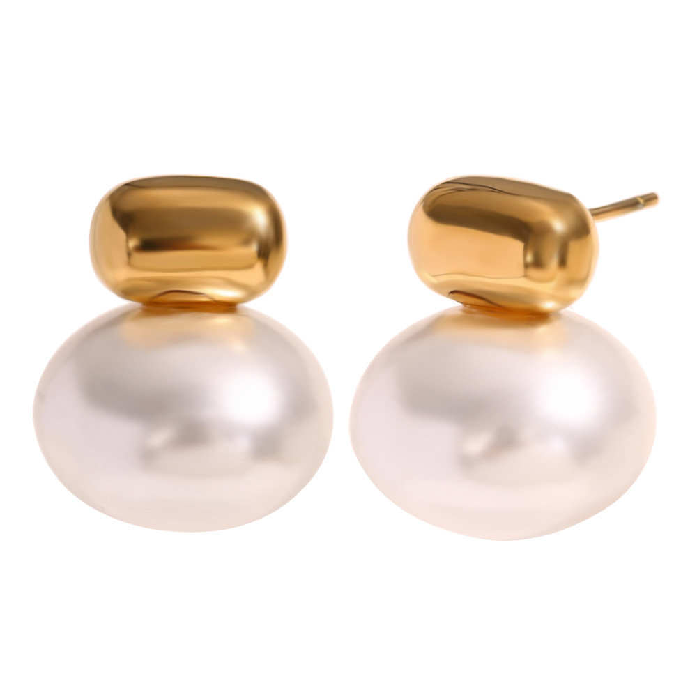 Stainless Steel Pearl Stud Earrings