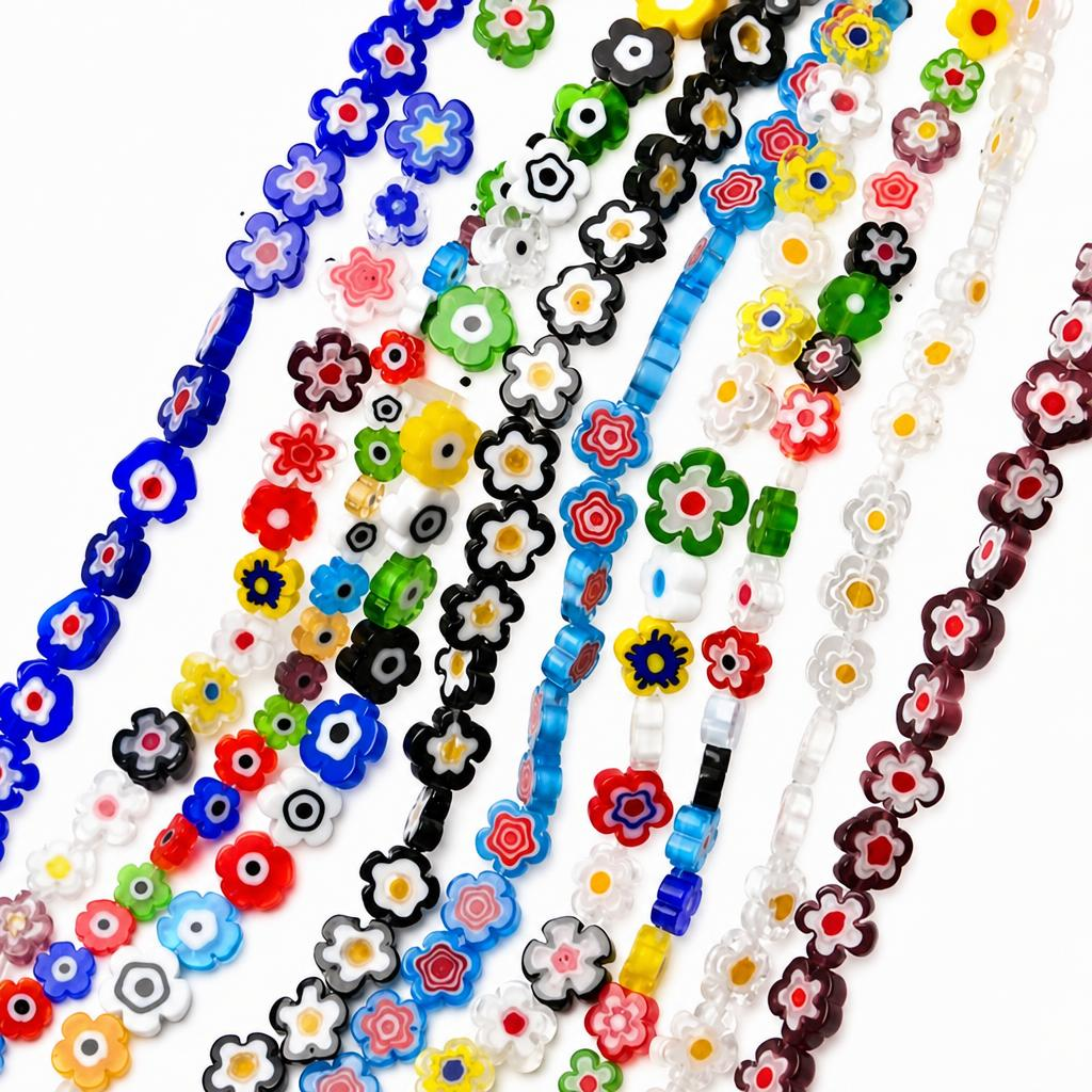 Perles Millefiori tranche verre
