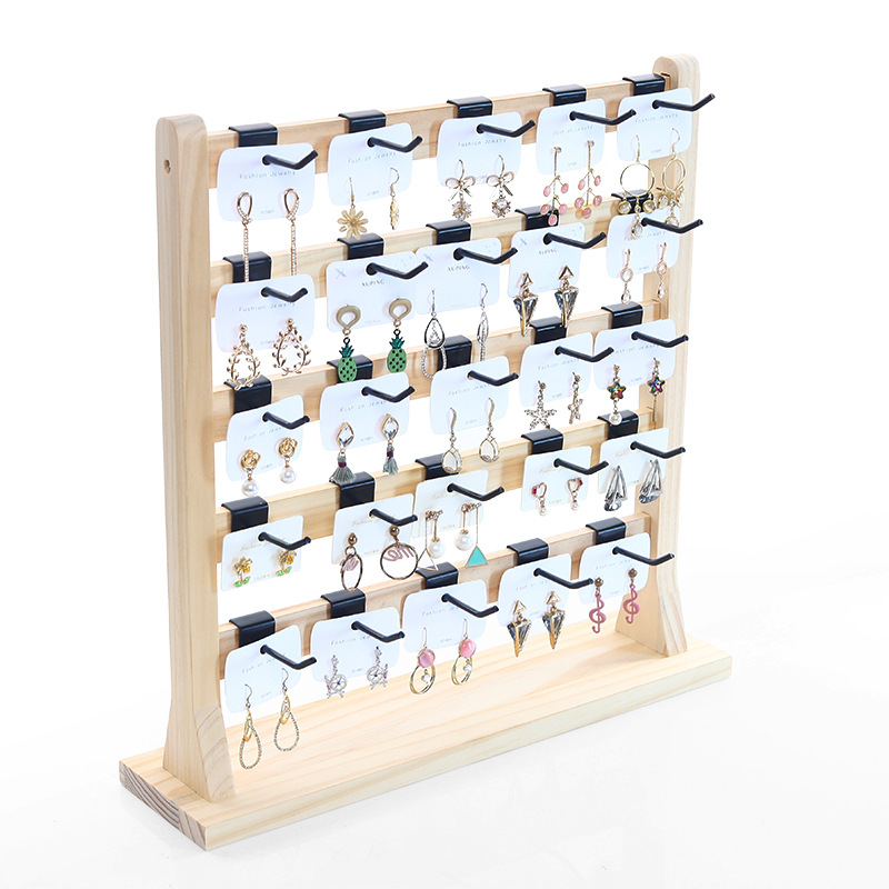 présentoir de boucle d'oreille en bois