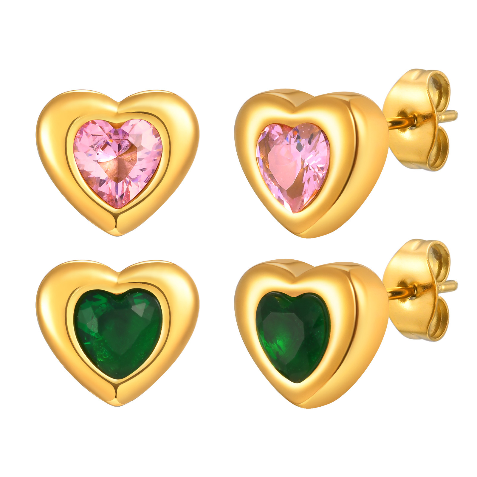 Stainless Steel Cubic Zirconia Stud Earrings