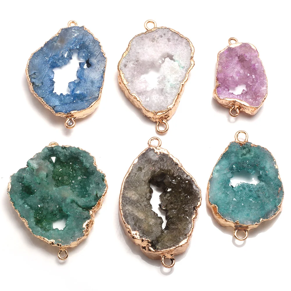 Natural Quartz Druzy Connectors