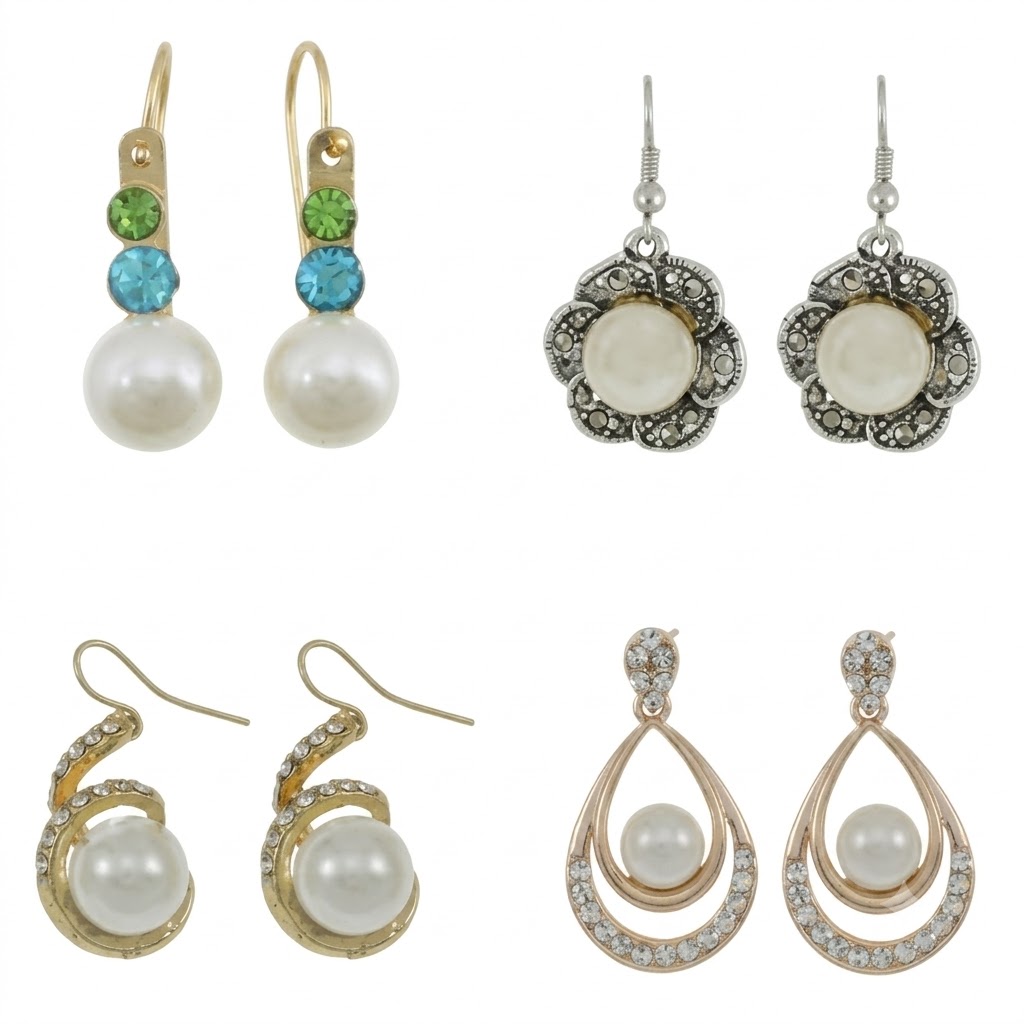 Glass Pearl Drop Earring