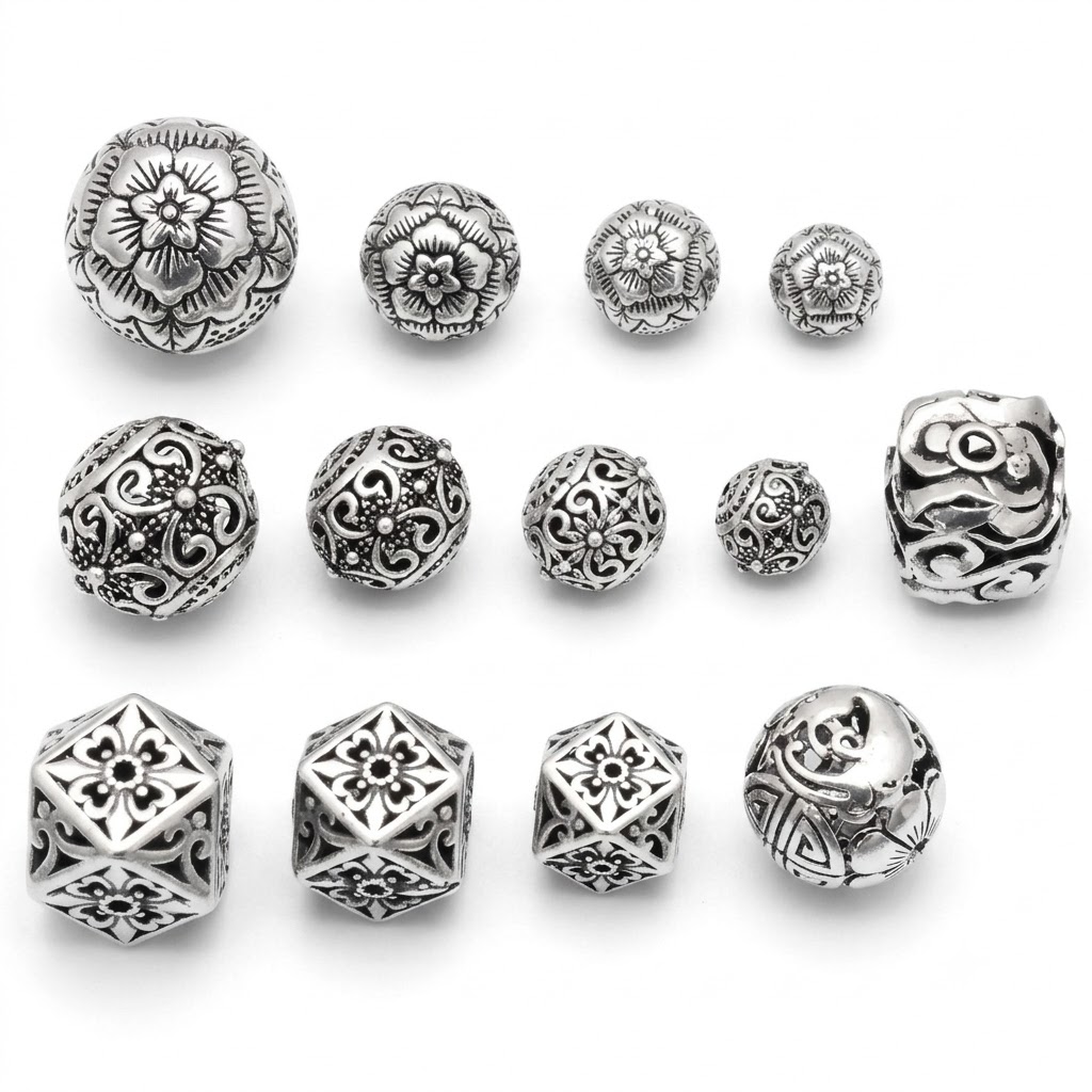 Perles en argent massif de Bali