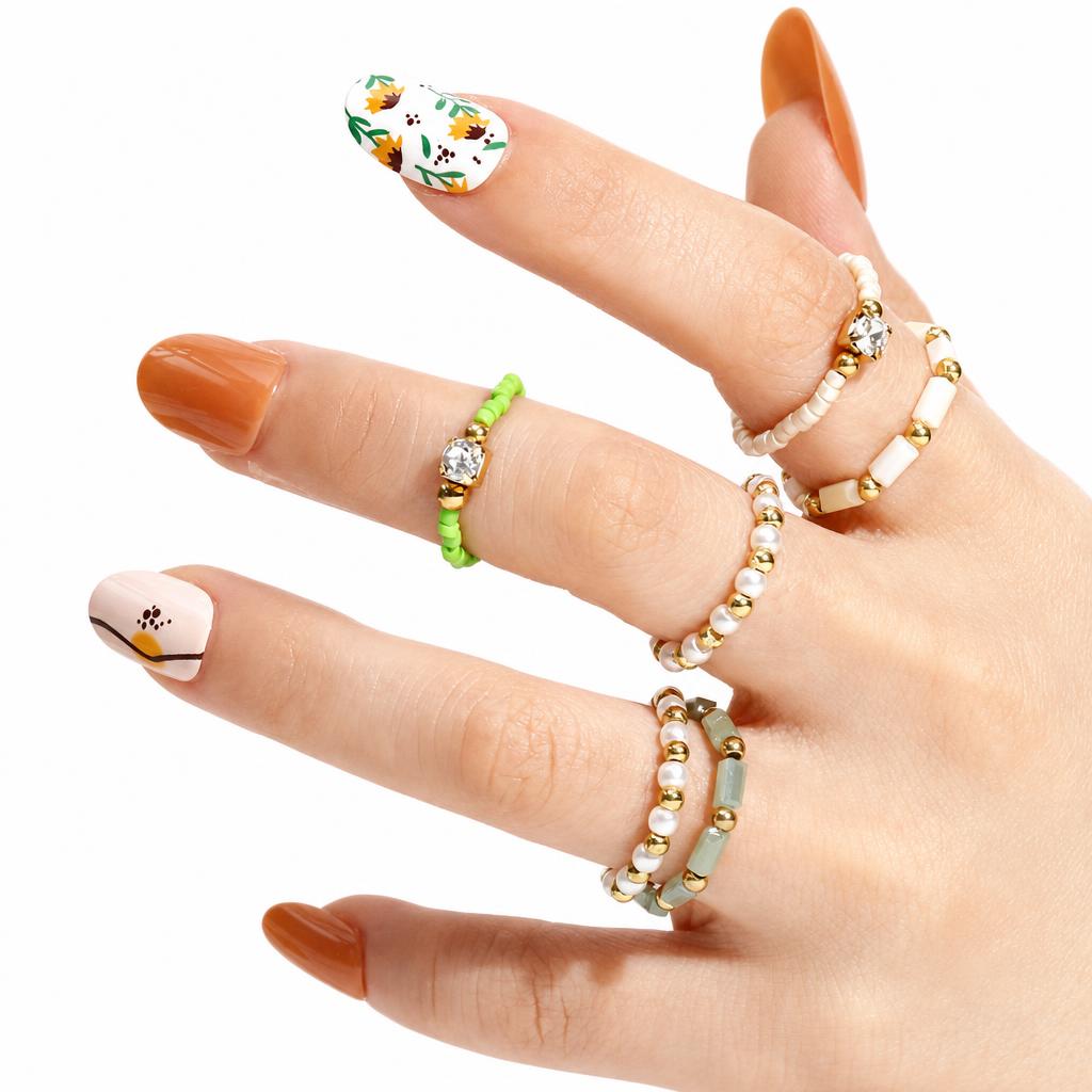 Glas Perle Zink Legierung Finger Ring