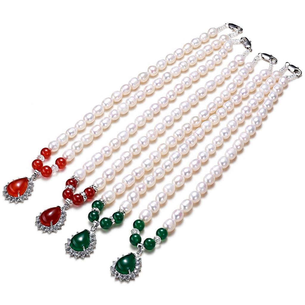 Agate Freshwater Pearl Necklaces