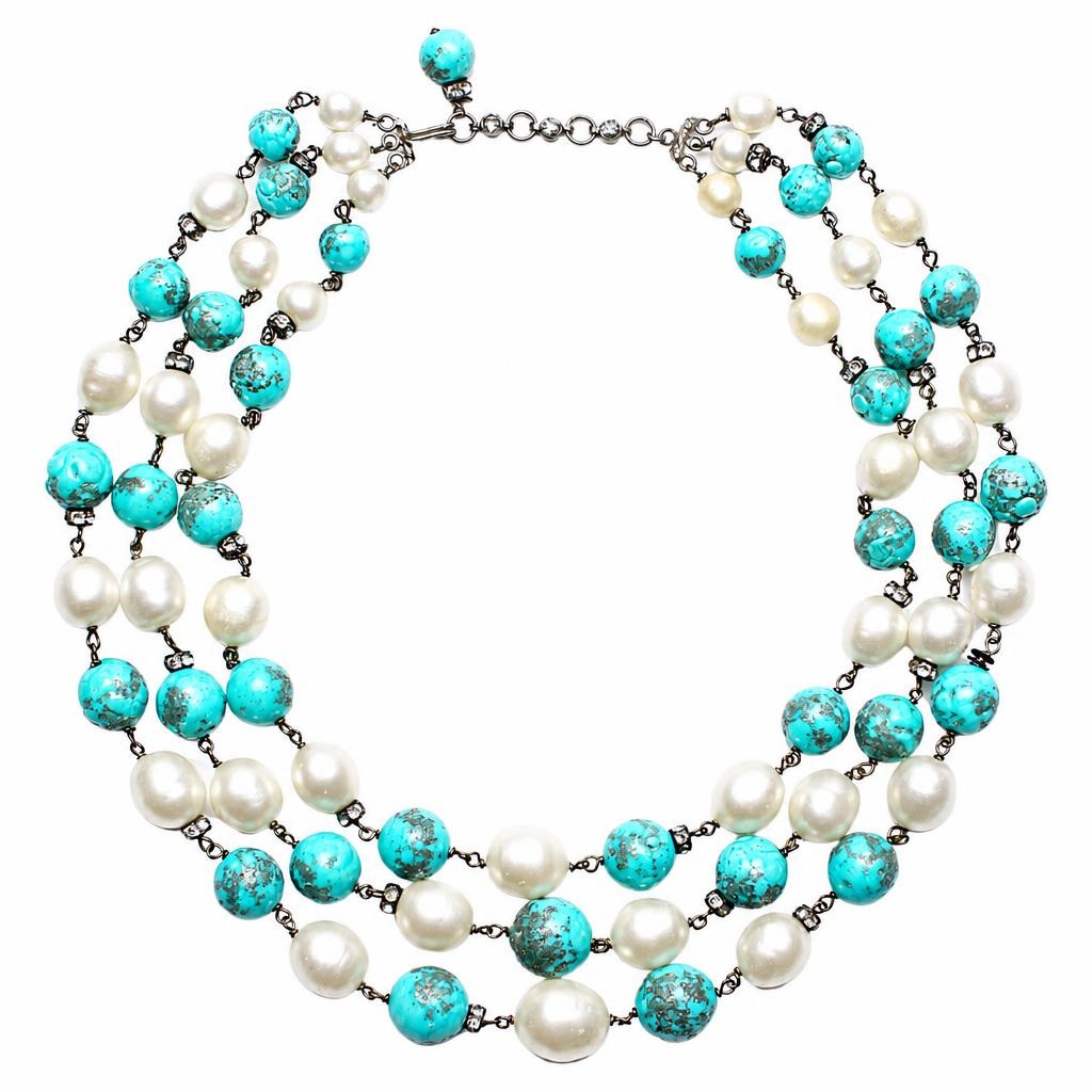 Collar de perlas de agua dulce de la turquesa