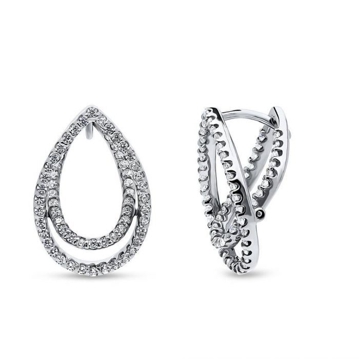Cubic Zirconia Micro Pave Sterling Silver Earring