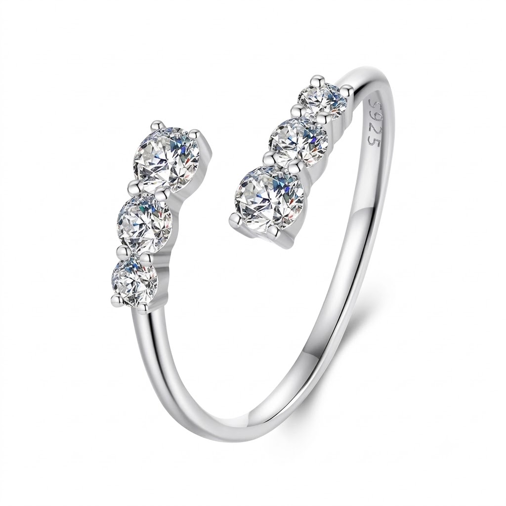 Cubic Zirconia Micro Pave Sterling Silver Finger Ring