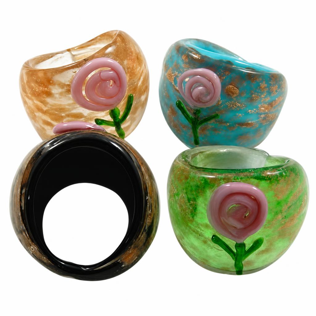 Bague Murano fleur intérieur
