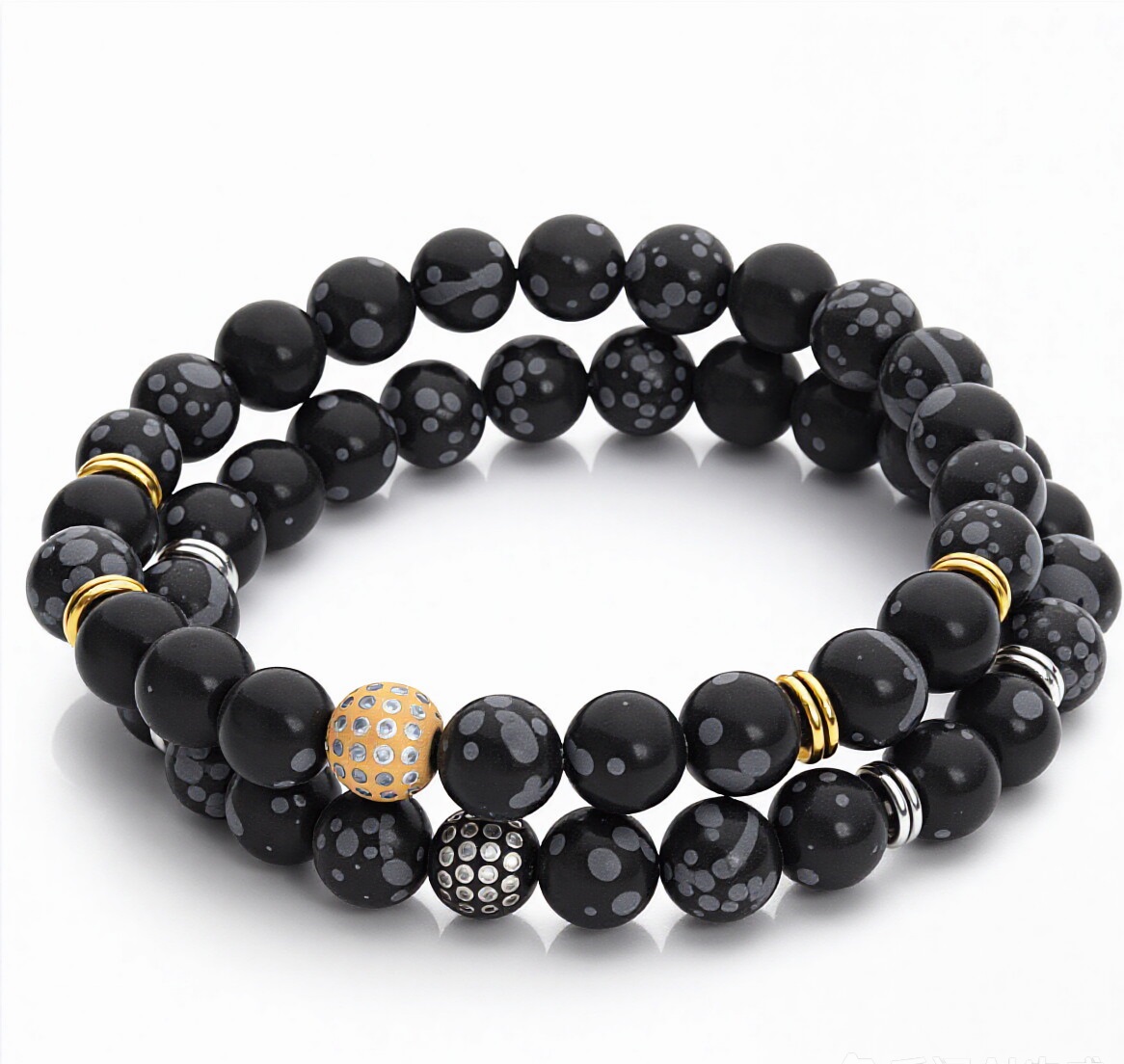 Bracelet obsidienne flocon de neige