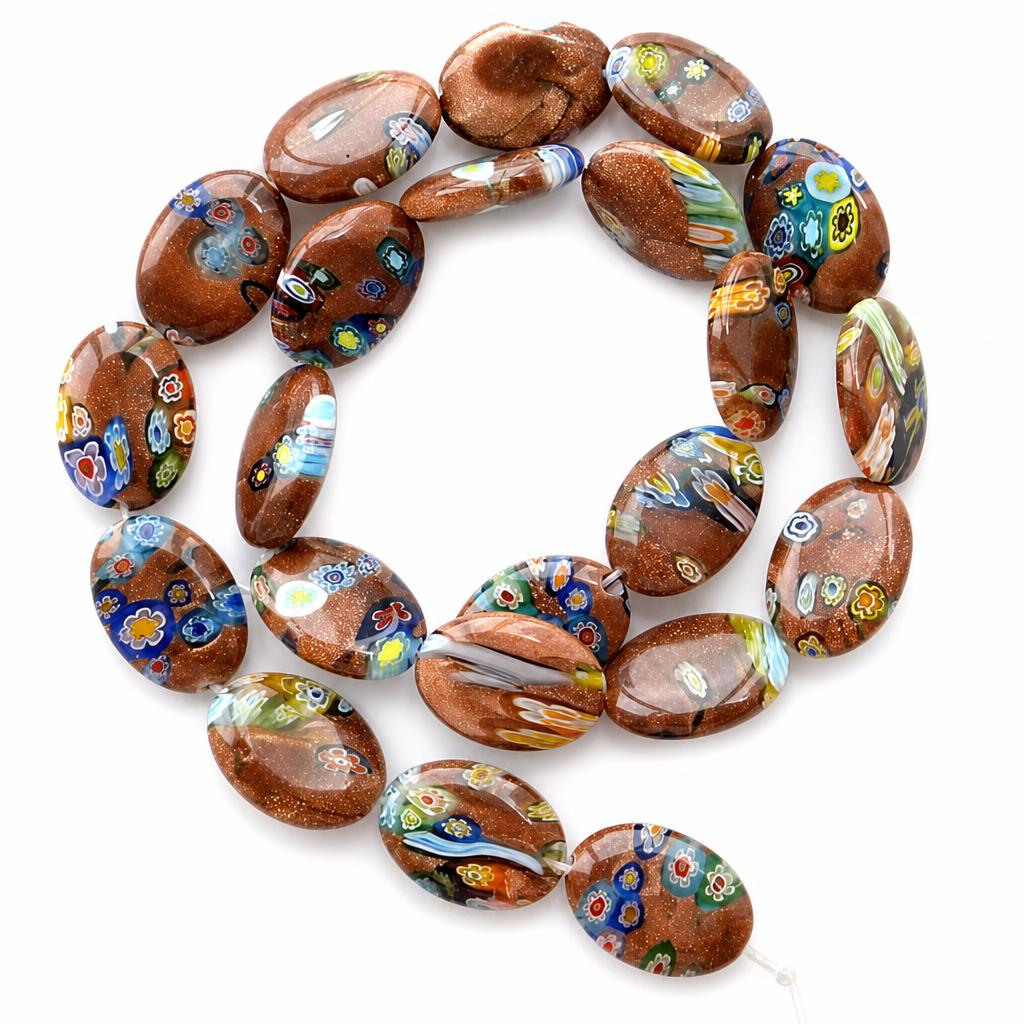 Goldsand Millefiori Glass Beads