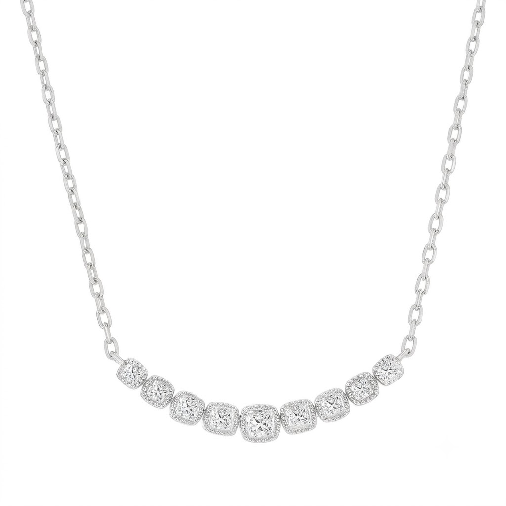 Cubic Zircon Micro Pave Sterling Silver Necklace