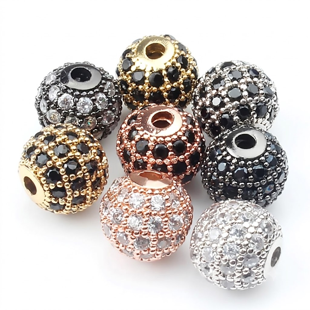 Perle en argent sterling zircone cubique pavent