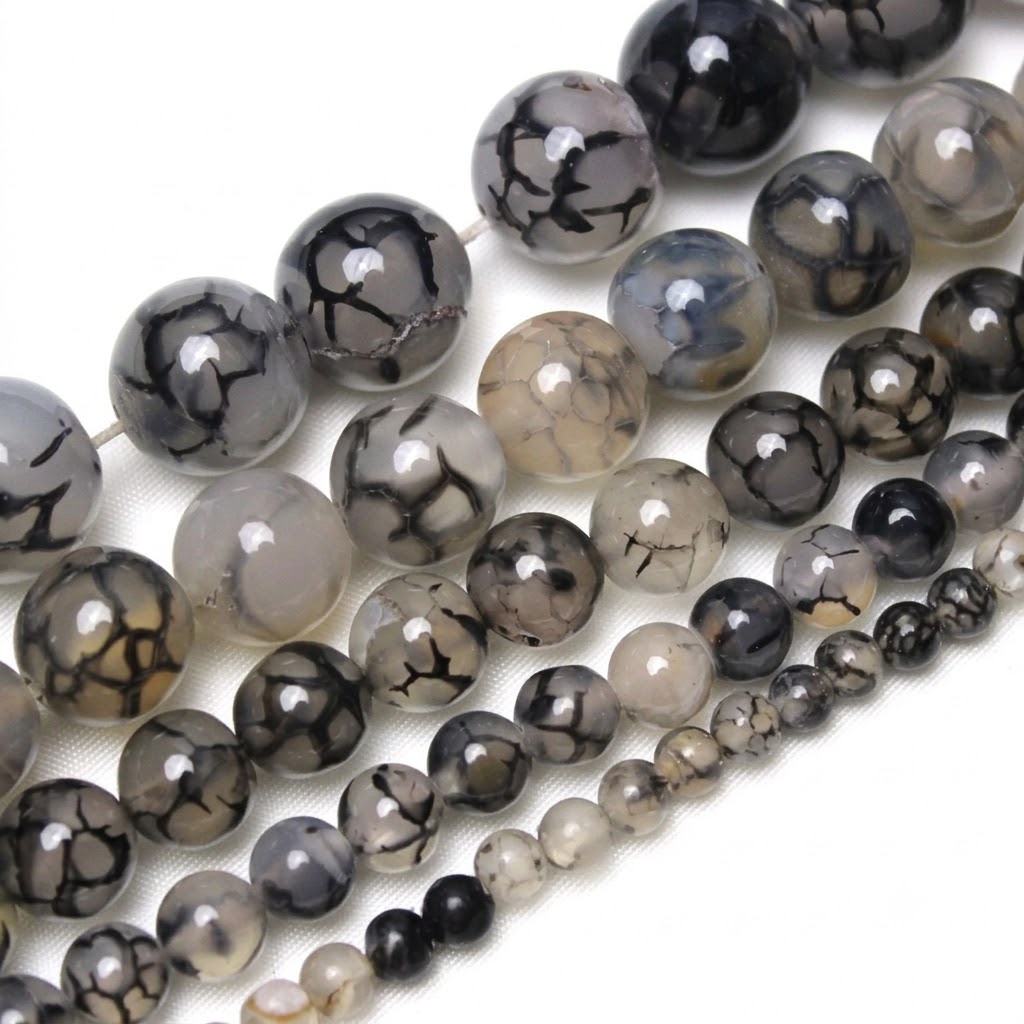 Natural Dragon Veins Agate Beads
