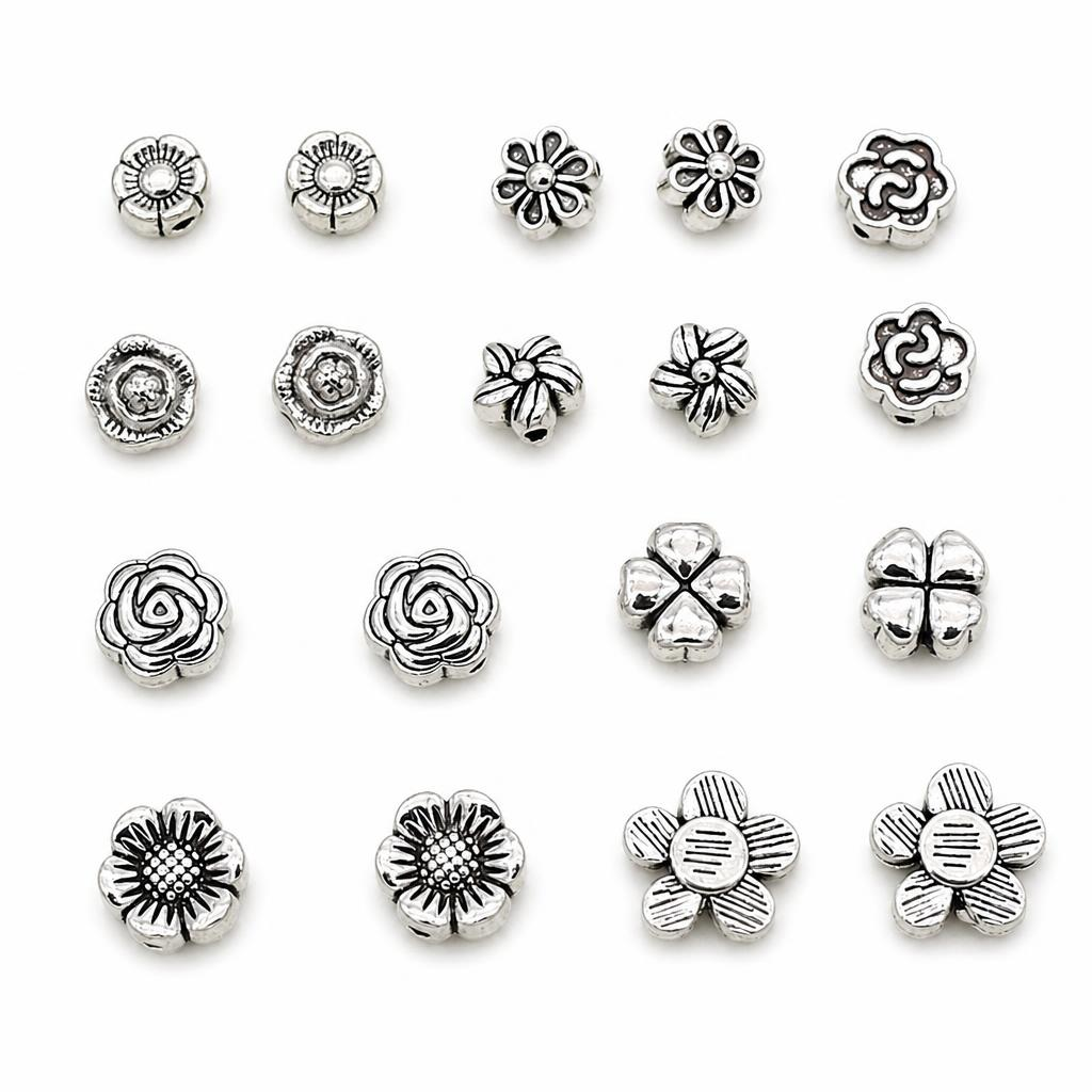 Zinc Alloy Flower Beads