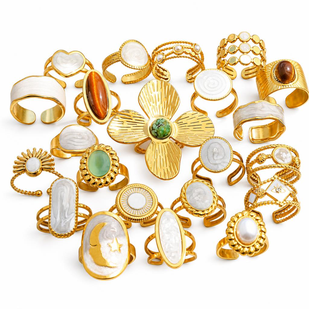 Émail Bague en Acier inoxydable 