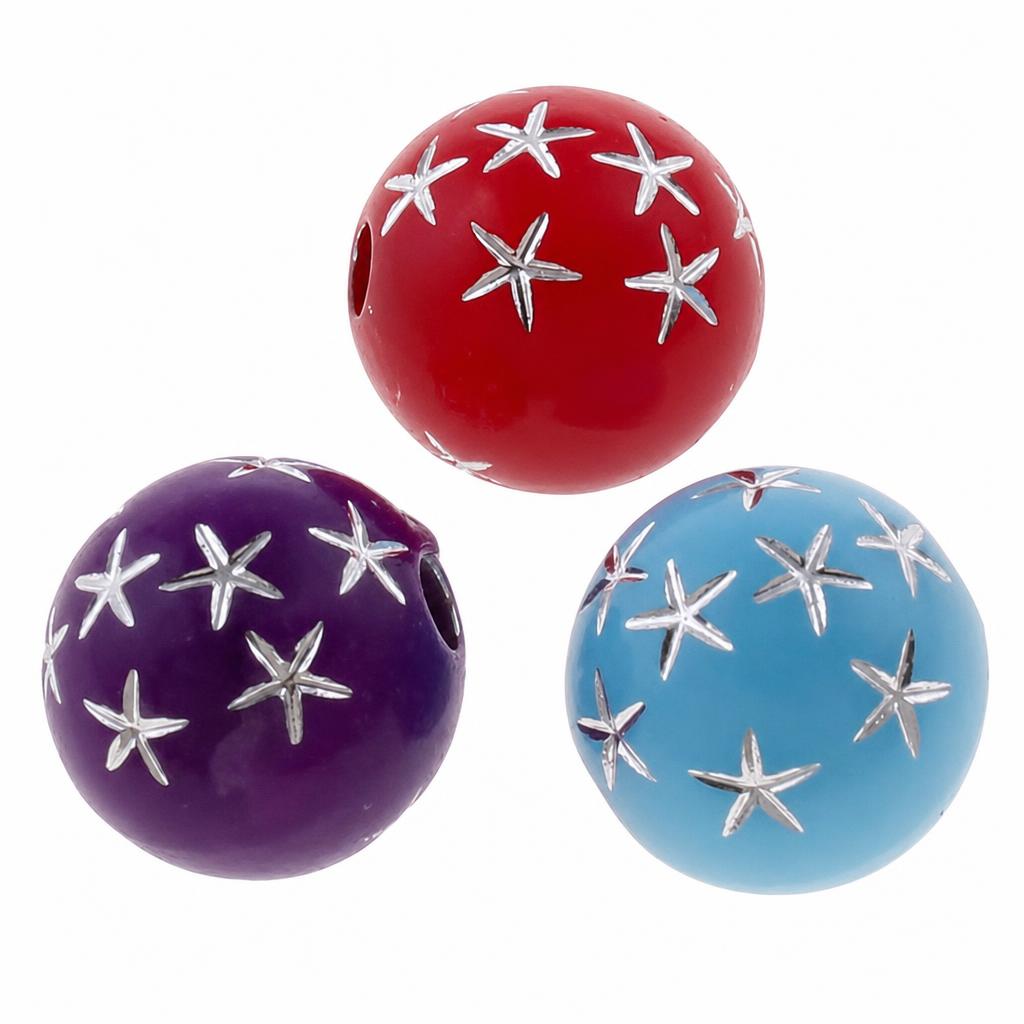 Silver Accent Acrylic Beads