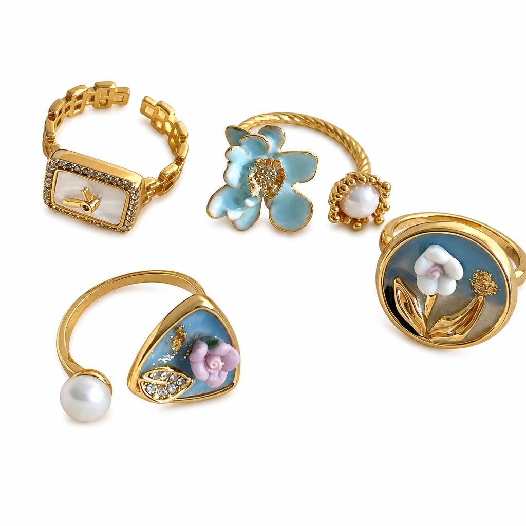 Pearl Brass Finger Ring