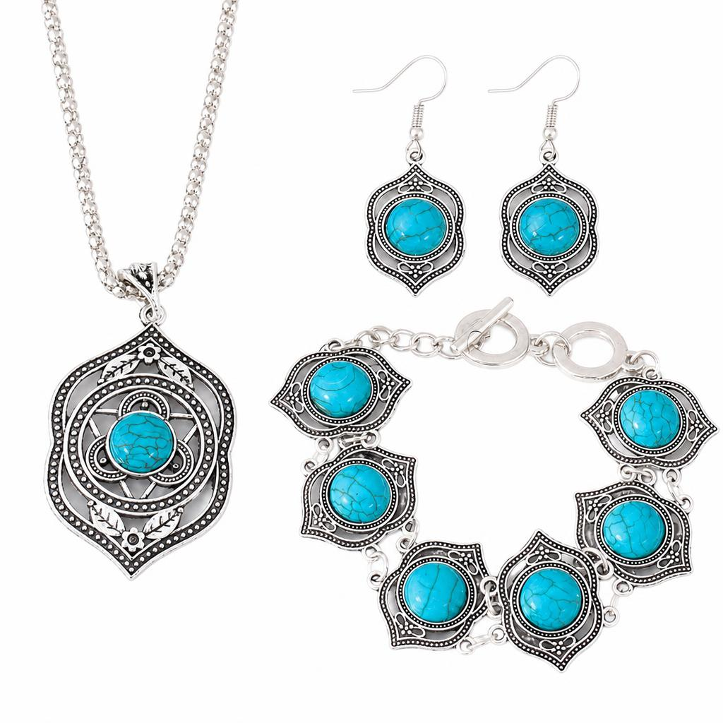 Turquoise Zinc Alloy Jewelry Sets