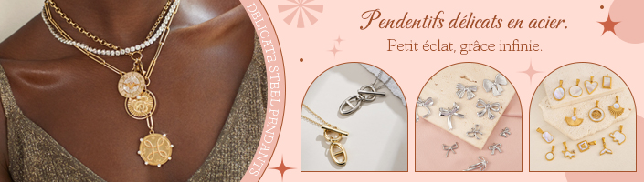 Pendentifs délicats en acier. Petit éclat, grâce infinie.