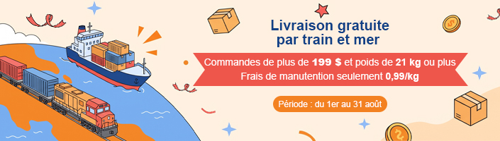 Livraison gratuite par train et mer  