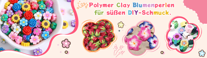 Polymer Clay Blumenperlen für süßen DIY-Schmuck.
